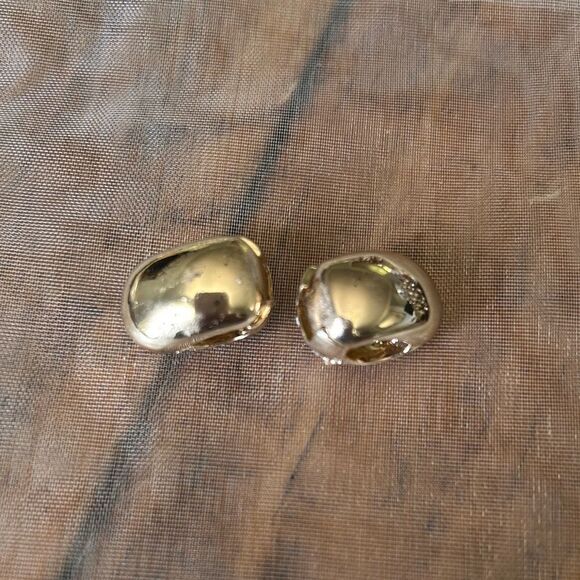 Vintage Anne Klein Sparkling Crystal Gold Clip-On Earrings - Picture 2 of 4